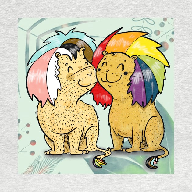 Gay lion couple by Mooseberry1